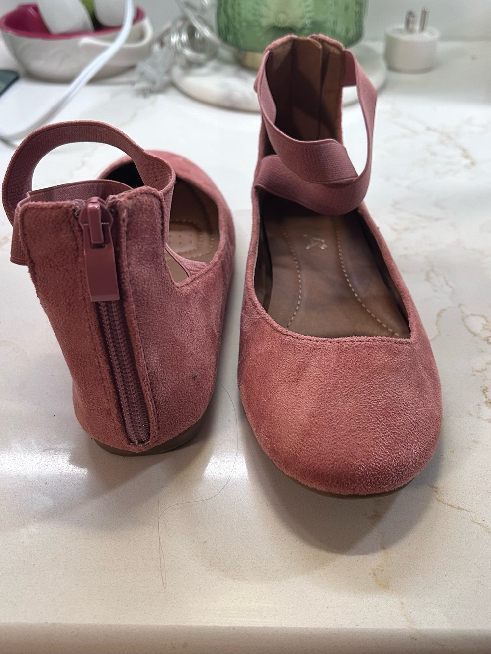 Dusty Rose Ballet Flats with Ankle Wrap